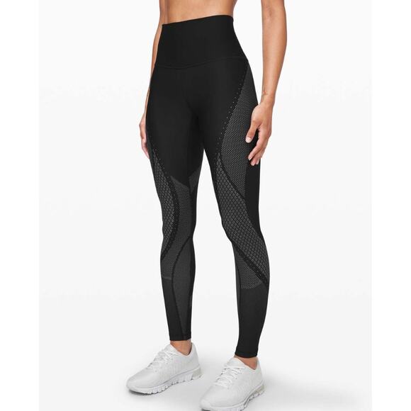 Lululemon Mapped Out High Rise Tight Black Glacier Grey Women's 6 Sense Knit - Picture 3 of 10
